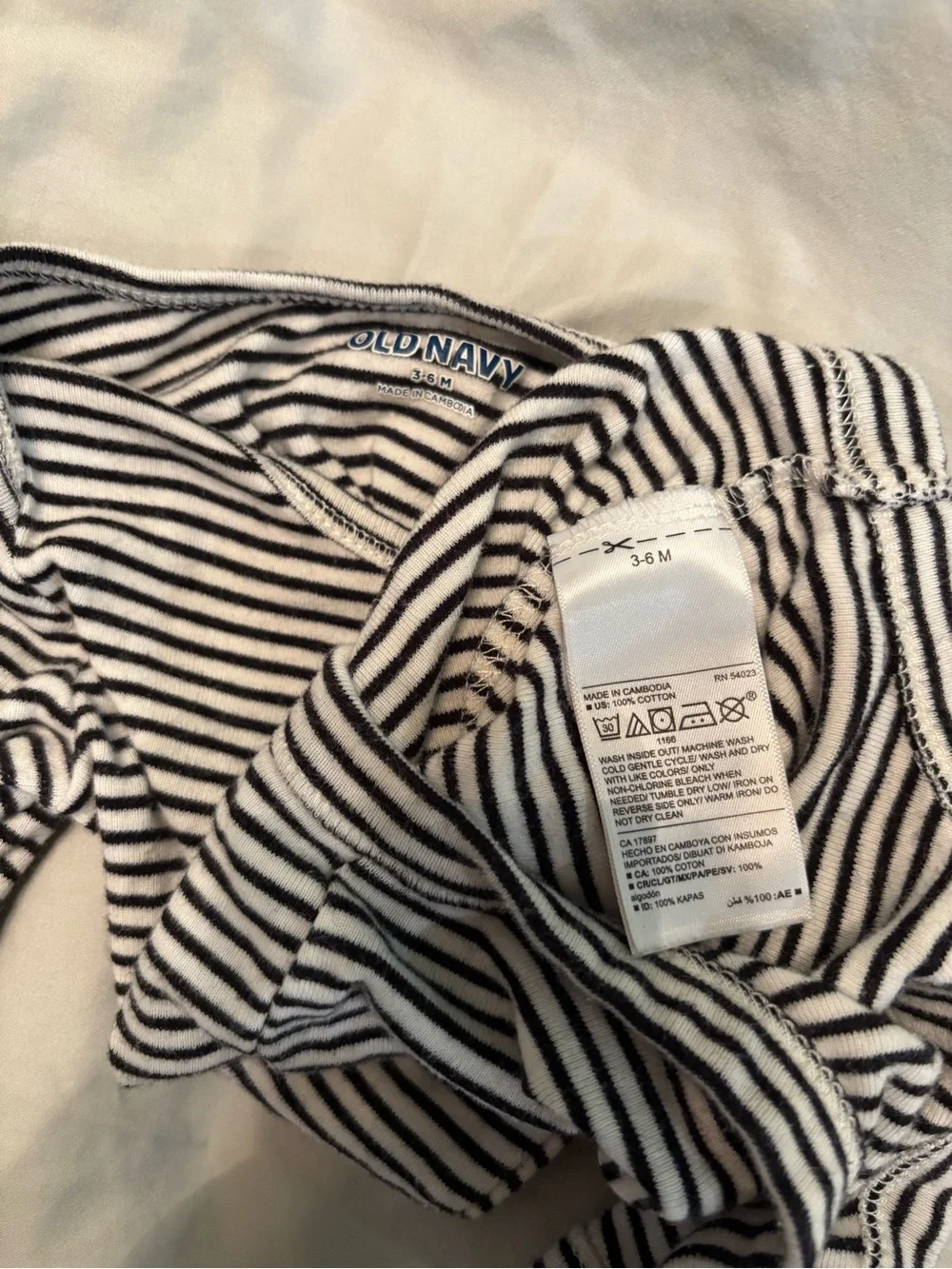 Old Navy Black & White Striped Long-Sleeve Baby Onesie